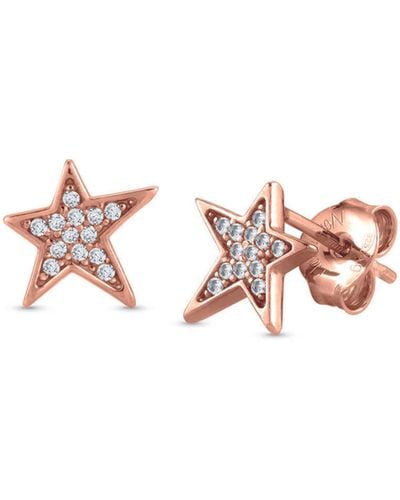 Nomination Earrings Stella Collection In 925 Sterling Silver And Cubic Zirconia. Rose Gold Finish - Pink