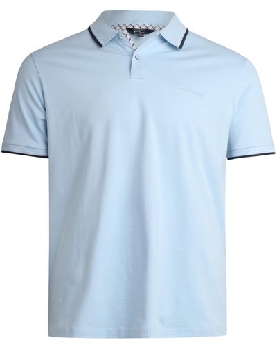 Ben Sherman Regular Fit 2-button Short Sleeve Shirt - Casual Stretch Polo For - Blue