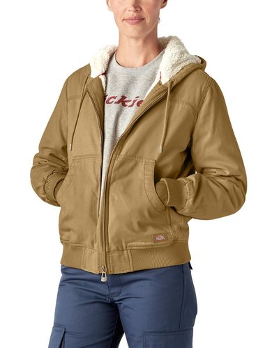 Dickies Plus Size Fleece Lined Duck Canvas Jacket - Natural