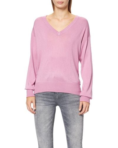 Scotch & Soda Maison Classic v-Neck Pull in Ecovero Blend Pullover - Pink