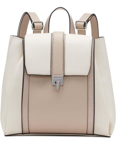 Calvin Klein Sahara Flap Turnlock Backpack - Grey