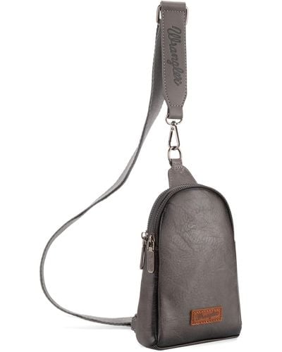 Wrangler Crossbody Sling Bags For Cross Body Fanny Pack Purse With Detachable Strap - Grey