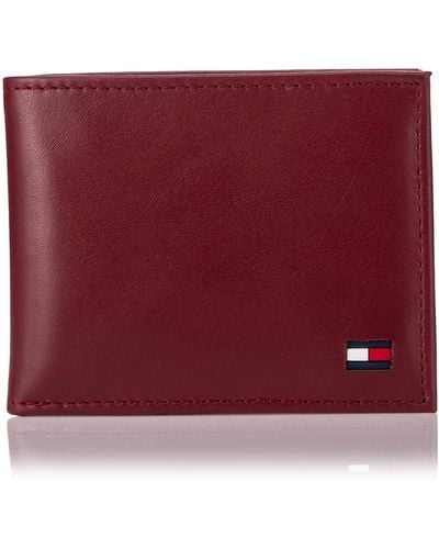 Tommy Hilfiger Thin Sleek Casual Bifold With 6 Credit Card Pockets And Removable Id - Purple