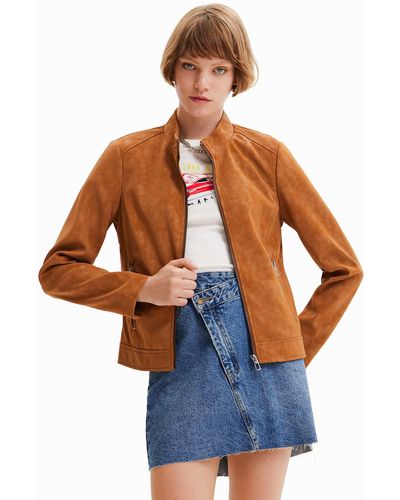 Desigual Giacca Donna In PU Woven – Modello CHAQ/Detroit 1001 Raw, Taglia Unica