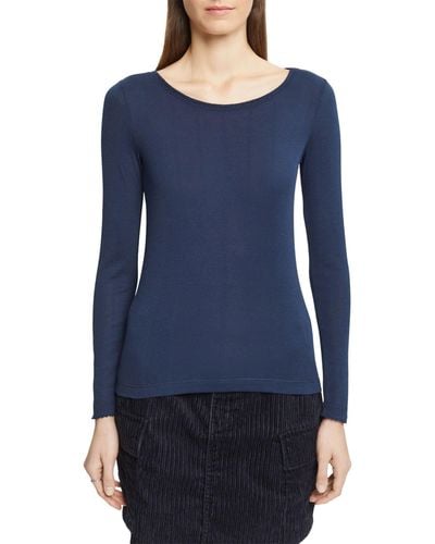 Esprit Langarmshirt mit weitem Ausschnitt - Blau