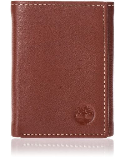 Timberland S Leather Trifold Wallet With Id Window - Brown