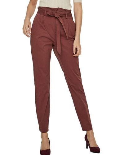 Vero Moda Pantaloni da donna a vita alta Zibellino - Rosso