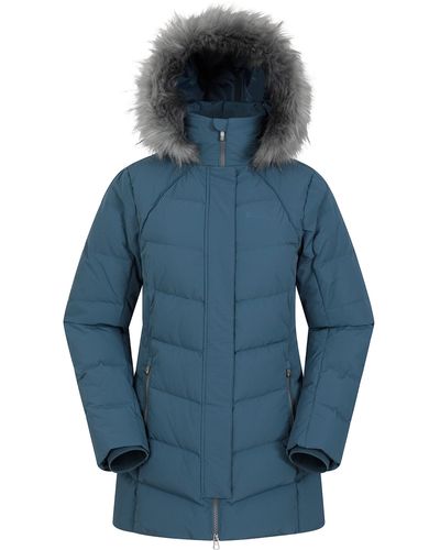 Mountain Warehouse Water Resistant Winter Coat With Faux Fur Trim - Blue