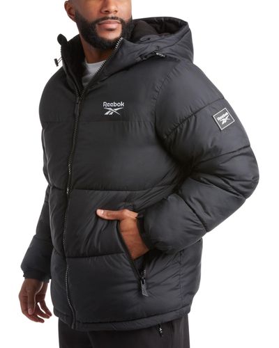 Reebok Heavyweight Quilted Puffer Parka Coat - Weather Resistant Ski Jacket For - Black