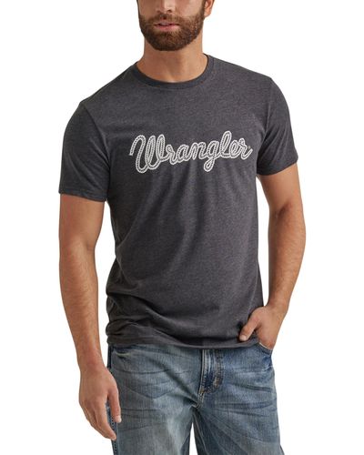 Wrangler Western Crew Neck Short Sleeve Tee Shirt - Grey