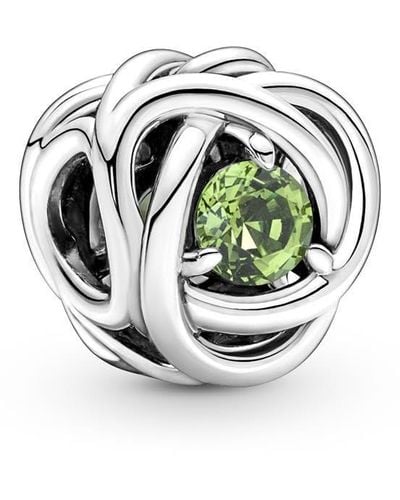 PANDORA Ciondolo Moments con Eternity Circle in argento Sterling con cristallo verde primaverile - Multicolore