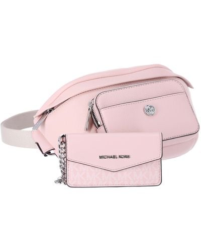Michael Kors Maisie Large Pebbled Leather 2 In 1 Sling Pack Waist Belt Bag Crossbody Strap - Pink