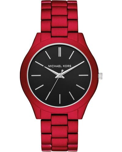 Michael Kors Slim Runway Three-hand Red-tone Stainless Steel Watch Mk8768