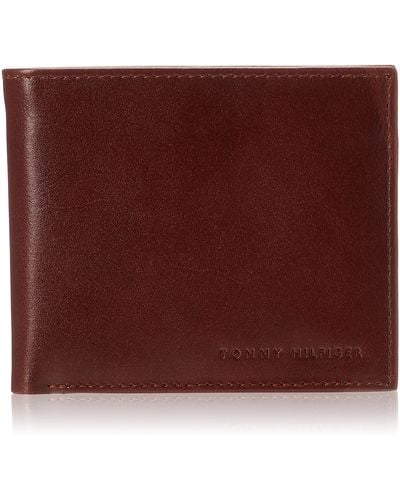 Tommy Hilfiger Leather Passcase Wallet with Removable Card Holder,Tan - Violet