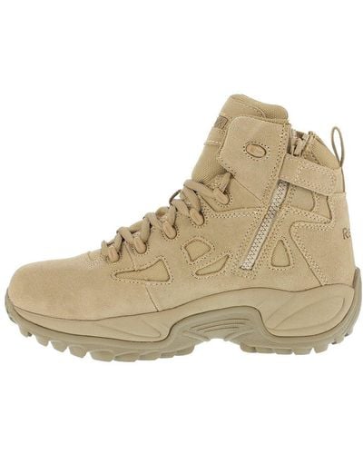 Reebok Mens Rapid Response Rb Safety Toe 6" Stealth With Side Zipper Military Tactical Boot - Brown