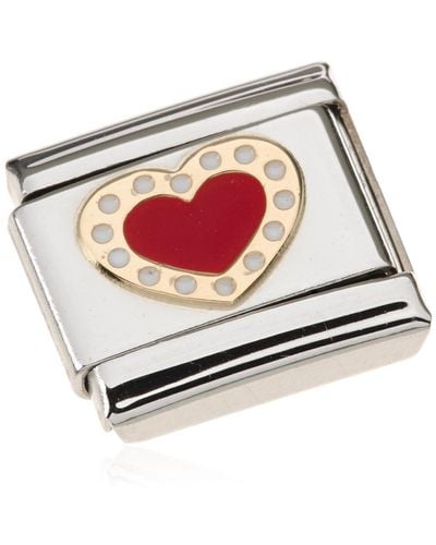 Nomination 030283/04 Charm Composable Love Heart 18 Carat Gold With Beads Stainless Steel Partially Gold-plated Enamel - Red