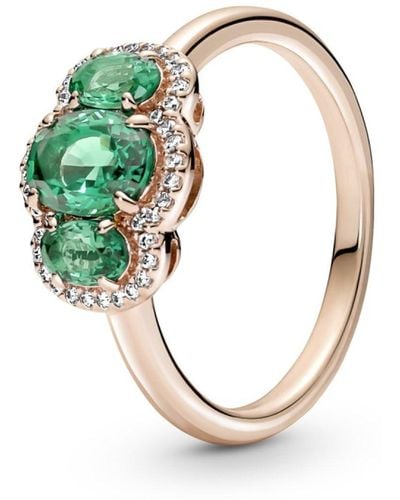 PANDORA , 's Sterling Silver Cubic Zirconia Ring, Rosa-grün, 180057c01-54 - Green