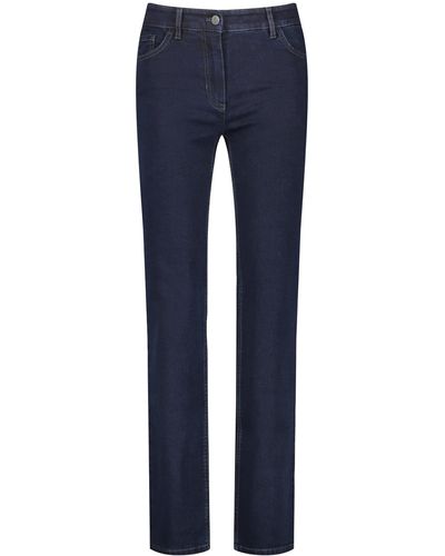 Gerry Weber 5-Pocket Jeans Straight Fit Kurzgröße Hose Jeans lang 5-Pocket Jeans unifarben Kurzgröße Dark Blue Denim 36S - Blau