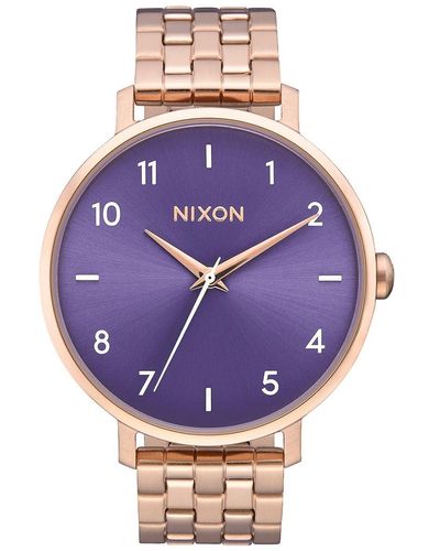 Nixon Analog Quarz Smart Watch Armbanduhr mit Edelstahl Armband A1090-2952-00 - Lila
