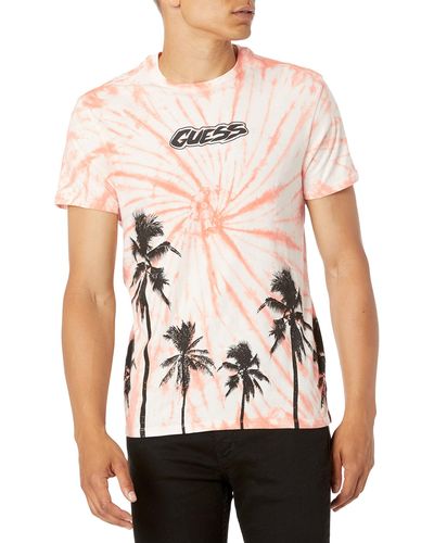 Guess Short Sleeve Venice Palms Graphic Tee - Natural