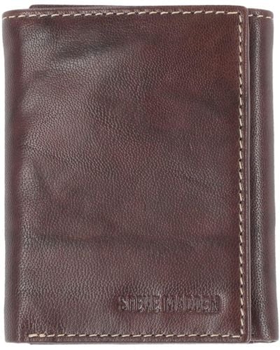 Steve Madden Rfid Leather Trifold Wallet - Brown