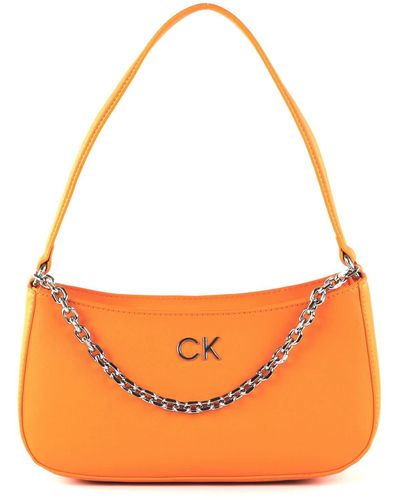 Calvin Klein Re-Lock Shoulder Bag W Chain Orange Flash - Arancione