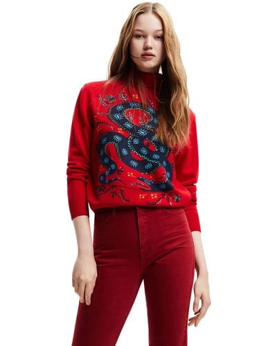 Desigual Redagainst Jers_tula 3193 Red Against Pullover Sweater - Rot