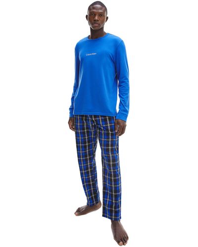 Calvin Klein L/s Pant Set Pyjamas in Blue for Men | Lyst UK