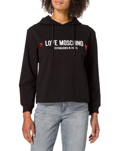 Love Moschino Soft Stretch Cotton Regular-fit Long-sleeved Hooded Sweatshirt - Black