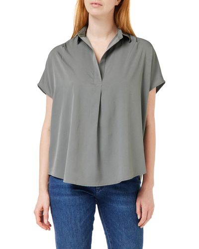 French Connection Crepe Light S/less Popover Button Down Shirt - Grey