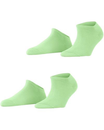 Esprit Uni 2-pack Trainer Socks Breathable Organic Cotton Short Ankle Length Reinforced Hard-wearing Soft Flat Seam For Pressure-free - Green