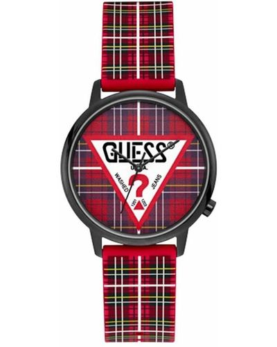 Guess Clash V1029m2 Red Silicone Quartz Fashion Watch - Rood