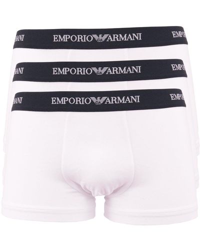 Emporio Armani Lot de 3 Coton Stretch Boxer Short Trunk - Blanc