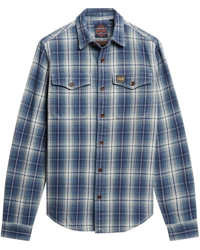 Superdry Cotton Worker Check T-Shirt - Blau