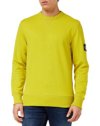 Calvin Klein Sweatshirt Badge Crew Neck ohne Kapuze - Gelb