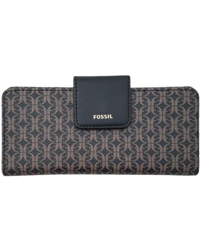 Fossil Madison Slim Clutch Wallet Purse In Black/brown Swl2245015