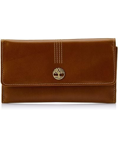 Timberland Leather RFID Flap Wallet Cluth Organizer - Marron