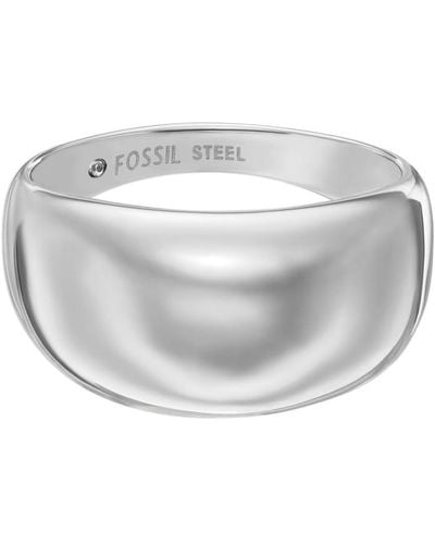 Fossil Jf04747040 All Stacked Up Stainless Steel Band Ring - Metallic