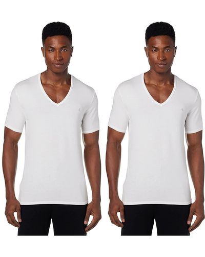 Calvin Klein 2er-Pack T-Shirts S/S V Neck 2 PK mit V-Ausschnitt - Weiß