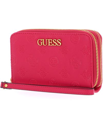 Guess Geva SLG Medium Zip Around Wallet Magenta Logo - Pink