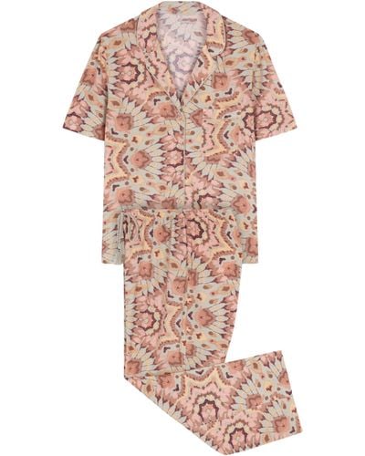 Women'secret Pijama Camisero Estampado Multicolor Juego - Rosa