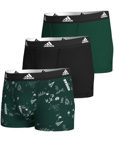 adidas Trunk Boxer Boxershorts Unterhose Active Flex Cotton 3er Pack - Grün