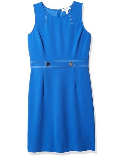 Nine West COOL Crepe Shift Dress with Buttons Freizeitkleidung - Blau