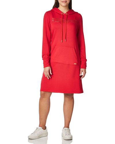 Calvin Klein Long Sleeve Hoodie Dress - Red
