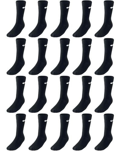 Nike Lot de 20 paires de chaussettes de tennis longues Blanc/noir ou multicolore Taille 38-42 Lot de 20 paires Noir