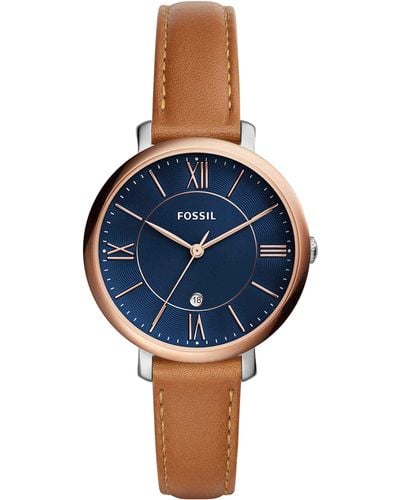 Fossil Jacqueline Quartz Stainless Steel And Leather Watch - Blue