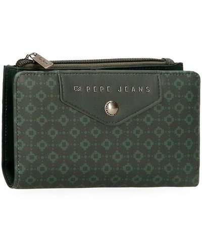 Pepe Jeans Bethany Wallet With Card Holder Green 17 X 10 X 2 Cm Faux Leather