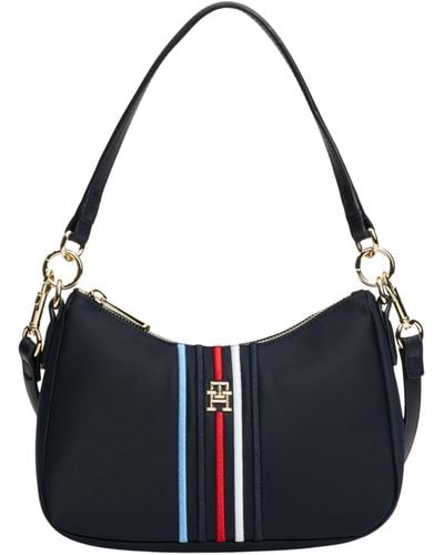 Tommy Hilfiger Poppy Shoulder Bag Corp Aw0aw16780 Hobo - Blue