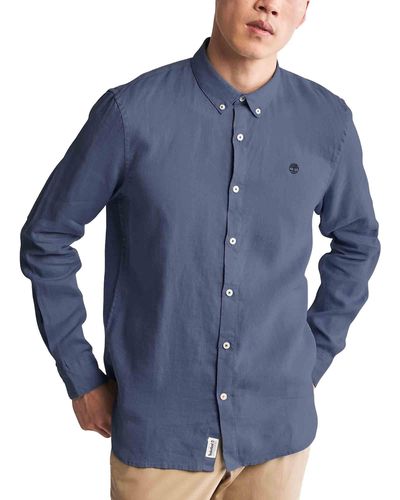 Timberland LS Linen Shirt Maglietta - Blu