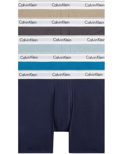Calvin Klein Pantaloncini Boxer Confezione da 5 Uomo Cotone Elasticizzato - Blu
